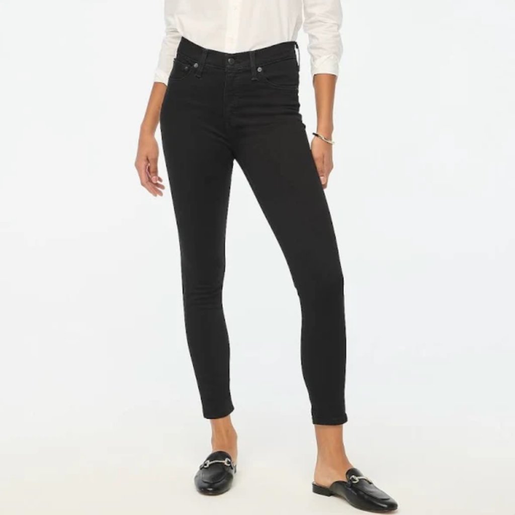 J.Crew Factory 9'' Mid-Rise Skinny Jean In Signature Stretch In Black (Size 27p)